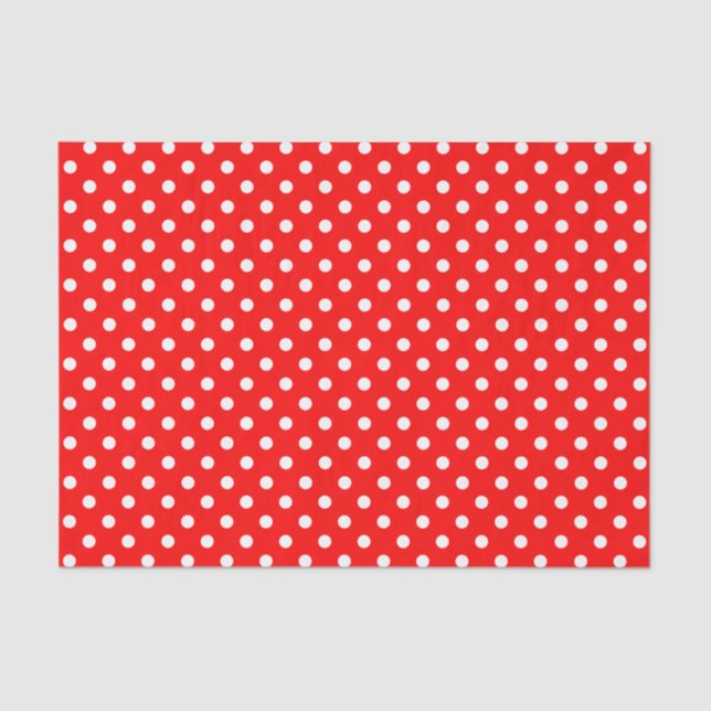 White Polka Dots on Red Background Tissue Paper (Front)