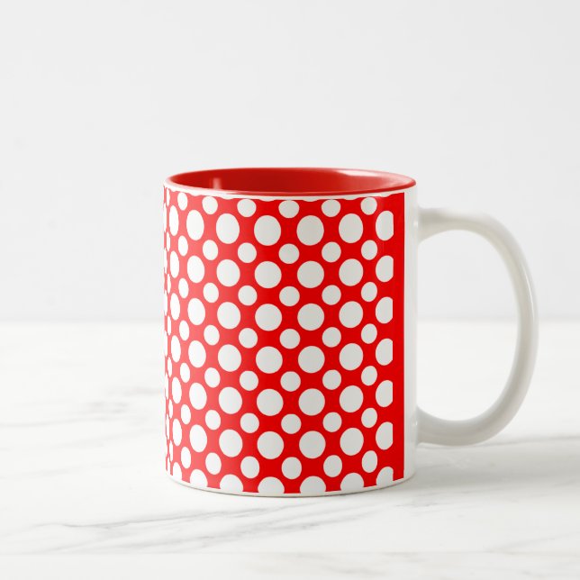 White Polka Dots on Red Coffee Mug (Right)