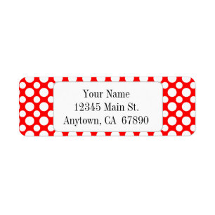 White Polka Dots on Red Custom Address Label
