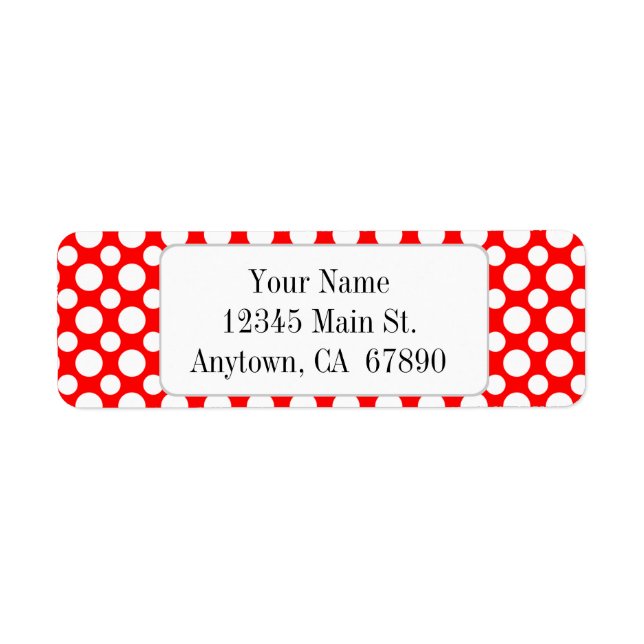 White Polka Dots on Red Custom Address Label (Front)