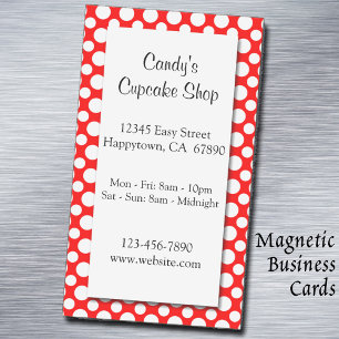 White Polka Dots on Red Custom Business Card