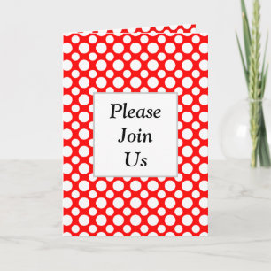 White Polka Dots on Red Custom Folded Invitation