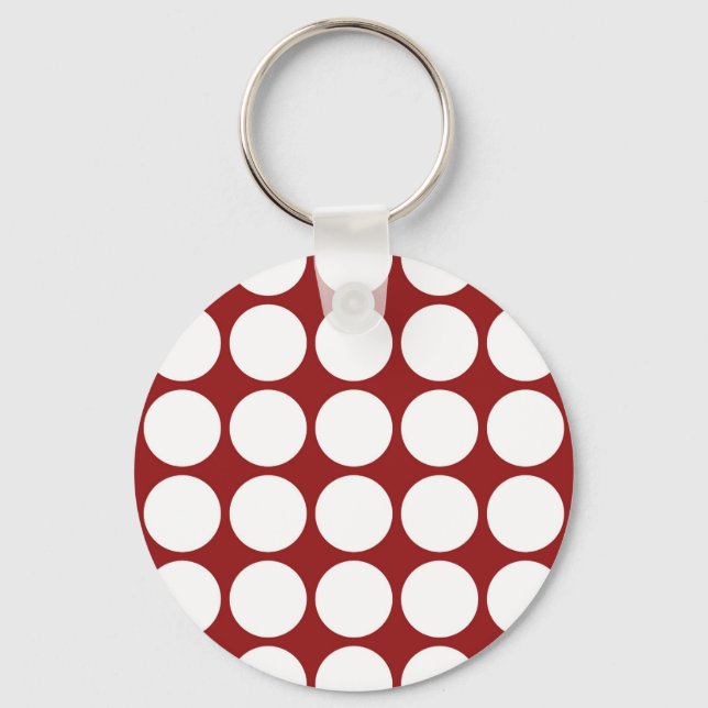 White Polka Dots on Red Keychain (Front)