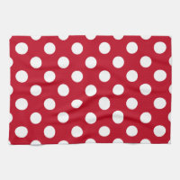 White polka dots on red