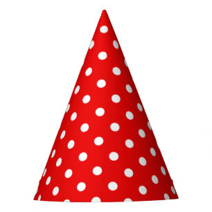 White Polka Dots on Red Party Hat
