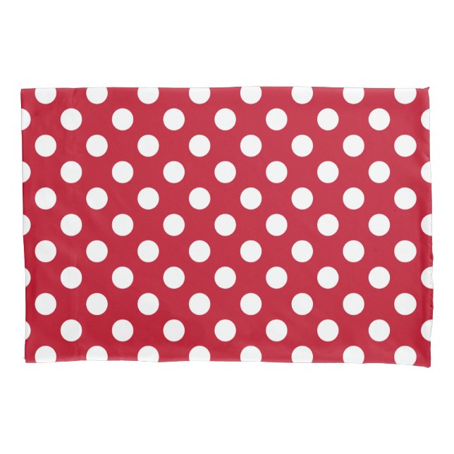 White polka dots on red pillowcase (Front)