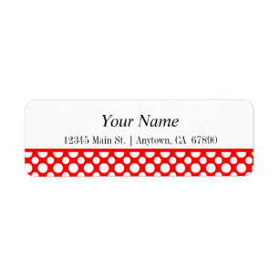 White Polka Dots on Red Return Address Label