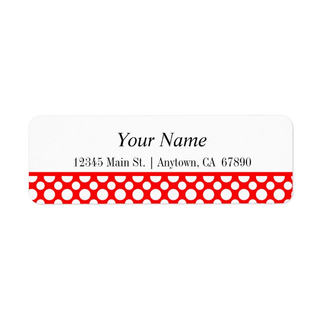 White Polka Dots on Red Return Address Label (Front)