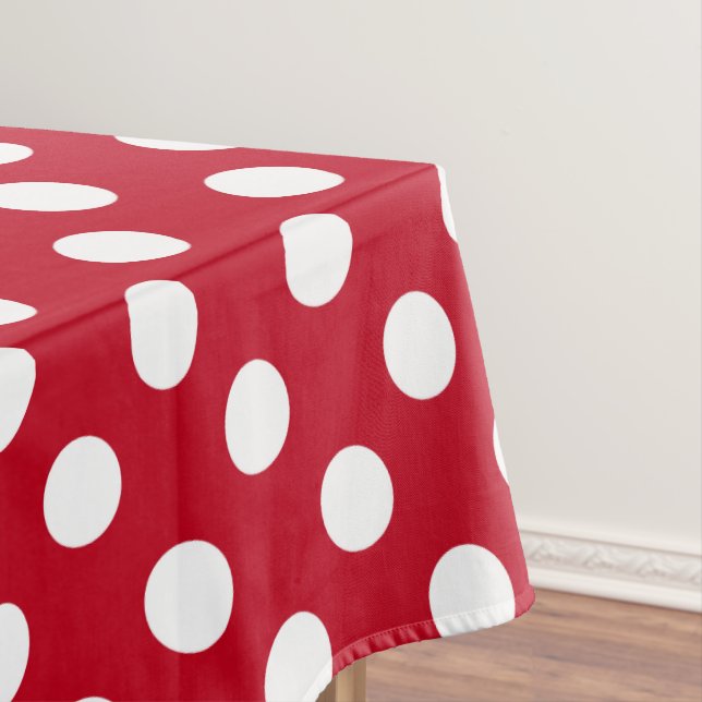 White polka dots on red tablecloth (In Situ)