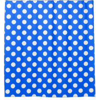 White polka dots on royal blue