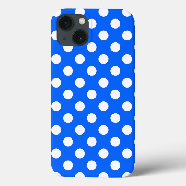 White polka dots on royal blue Case-Mate iPhone ca Case-Mate iPhone Case (Back)