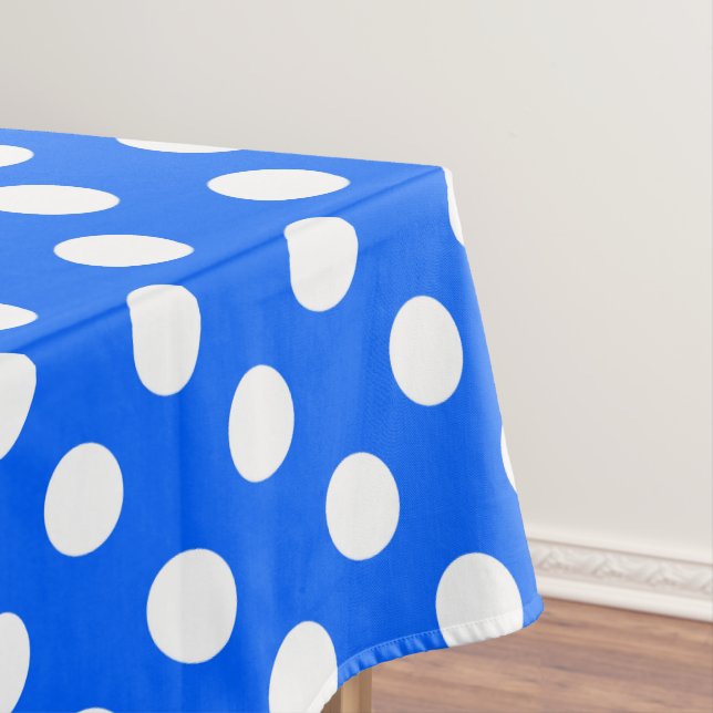 White polka dots on royal blue tablecloth (In Situ)