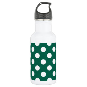 White polka dots on sage green 532 ml water bottle