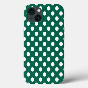 White polka dots on sage green Case-Mate iPhone ca 13 Case