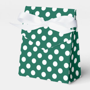 White polka dots on sage green favor box