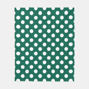 White polka dots on sage green fleece blanket
