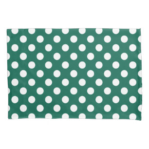 White polka dots on sage green pillowcase