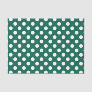 White polka dots on sage green tissue paper
