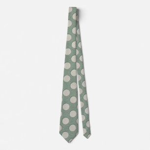 White Polka Dots on Sage Leather Print Tie