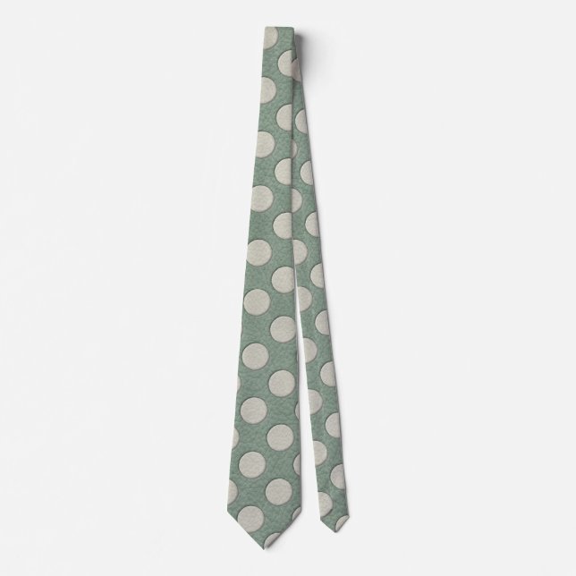 White Polka Dots on Sage Leather Print Tie (Front)