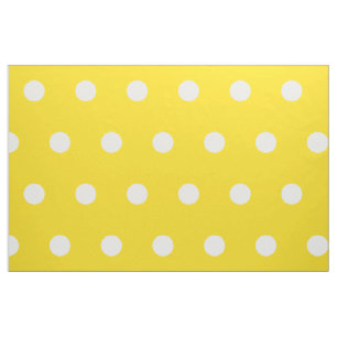 White Polka Dots on School Days Yellow Fabric