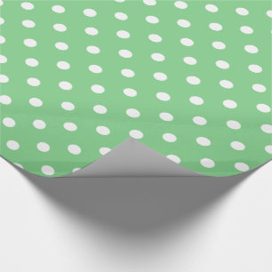 White Polka Dots on Sea Green Wrapping Paper