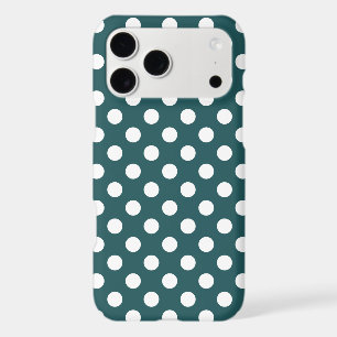 White polka dots on teal