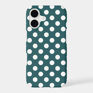 White polka dots on teal