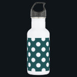 White polka dots on teal 532 ml water bottle<br><div class="desc">White polka dots on teal</div>