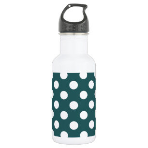White polka dots on teal 532 ml water bottle