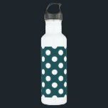 White polka dots on teal 710 ml water bottle<br><div class="desc">White polka dots on teal</div>