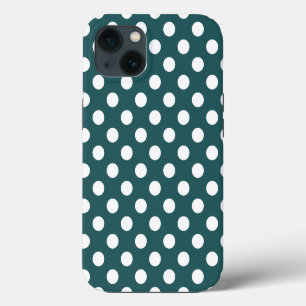 White polka dots on teal Case-Mate iPhone case