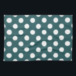 White polka dots on teal kitchen towel<br><div class="desc">White polka dots on teal</div>
