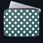 White polka dots on teal laptop sleeve<br><div class="desc">White polka dots on teal</div>
