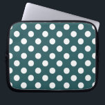 White polka dots on teal laptop sleeve<br><div class="desc">White polka dots on teal</div>