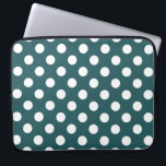 White polka dots on teal laptop sleeve<br><div class="desc">White polka dots on teal</div>