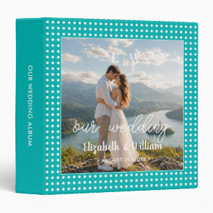 White Polka Dots on Teal – Personalized Wedding Binder