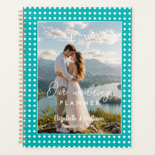 White Polka Dots on Teal – Personalized Wedding Planner