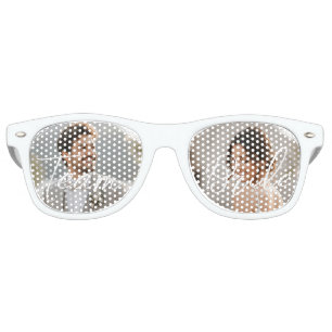 White Polka Dots on Teal – Personalized Wedding Retro Sunglasses