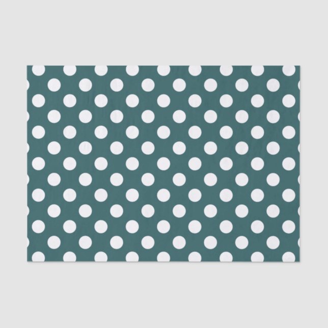 White polka dots on teal tissue paper (Front)