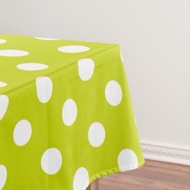 White Polka Dots on Tropical Lime Tablecloth (In Situ)