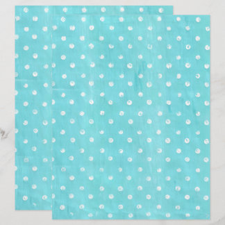 White Polka Dots on Turquoise Scrapbook Paper