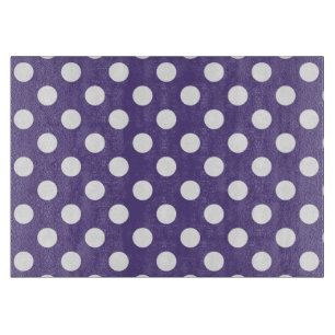 White polka dots on ultra violet cutting board