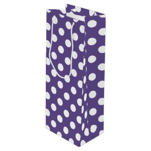 White polka dots on ultra violet wine gift bag
