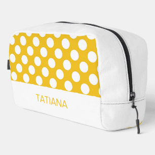 White Polka Dots on Yellow Pattern Dopp Kit
