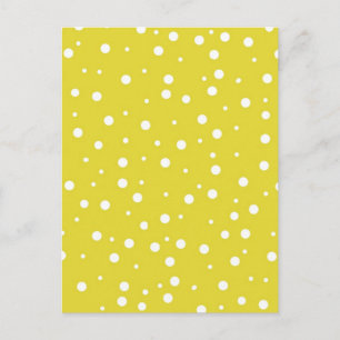 White Polka Dots on Yellow Postcard