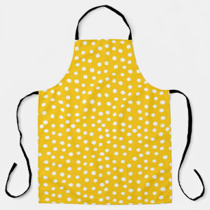 White polka dots on yellow seamless pattern apron