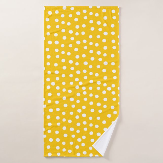 White polka dots on yellow seamless pattern bath towel (Bath Towel)