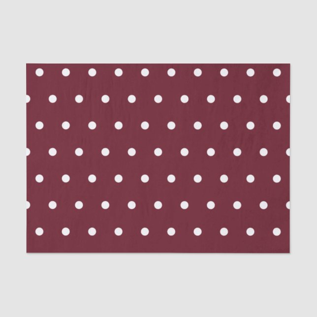 White Polka Dots Pattern on Autumn Burgundy Tissue Paper (Front)