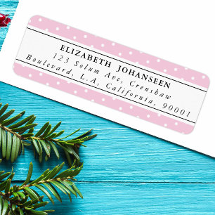White Polka Dots Pattern Pink Chic Return Address